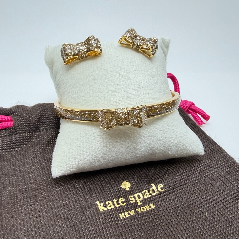 Kate Spade Gold Bow Bracelet and Earrings Set